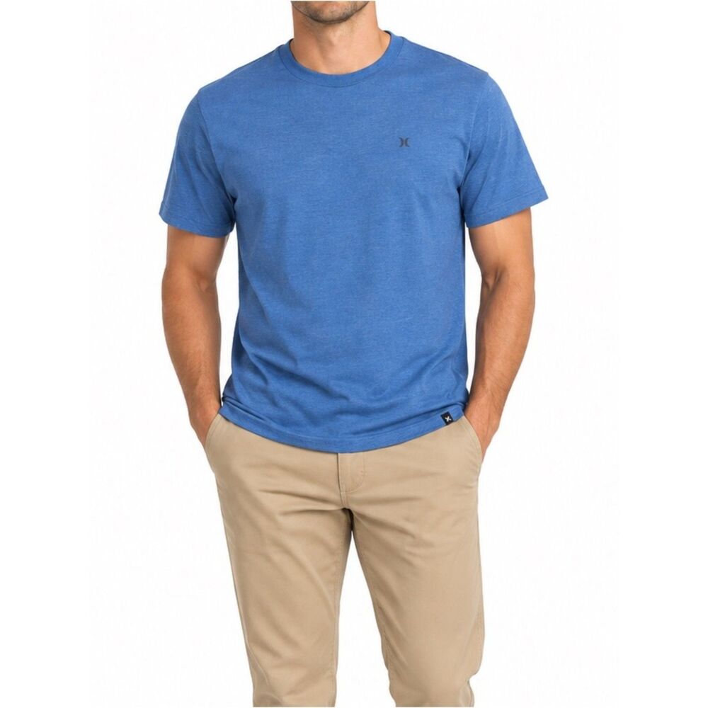 Hurley Men’s Short Sleeve Crew Neck T-Shirt in Heather Blue | Size Medium
